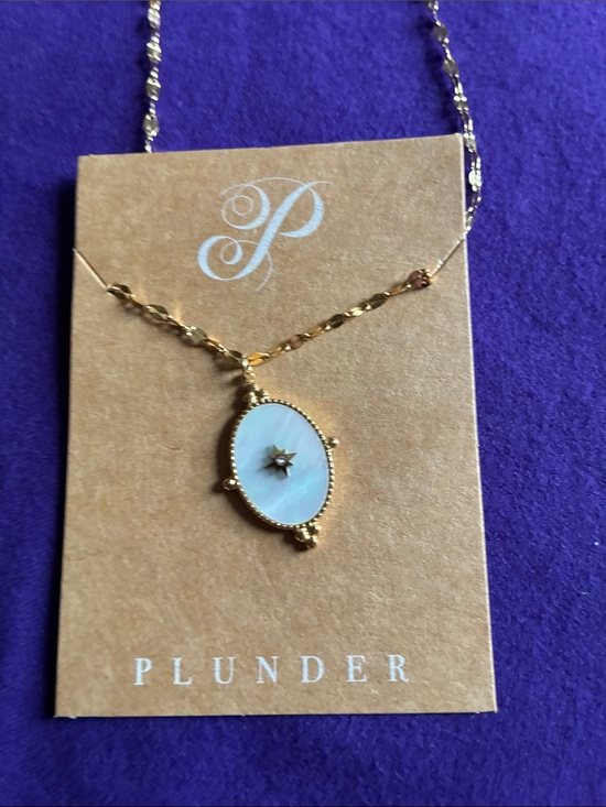 Plunder Jewelry - Plunder Gold-Tone Oval Mother-of-Pearl Star Pendant Necklace - Gold, White